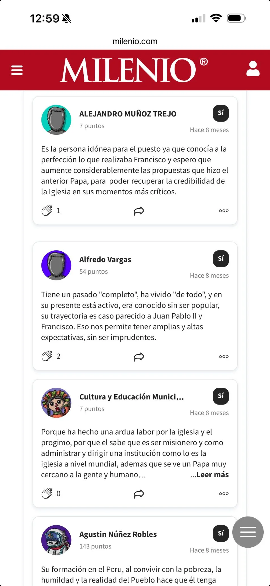 Logora comments live on a Milenio article
