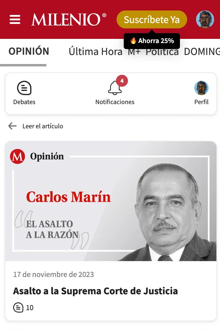 Logora comments live on a Milenio article